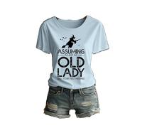 Divertente maglietta girocollo con motivo "ich bin nur eine Old Dame", Blu, s