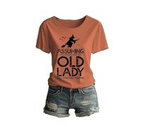 Divertente maglietta girocollo con motivo "ich bin nur eine Old Dame", Colore: arancione., XL