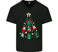 Divertente Maglietta In Cotone A V Per Uomo Con Chitarra Di Natale Rock Music