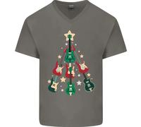 Divertente Maglietta In Cotone A V Per Uomo Con Chitarra Di Natale Rock Music