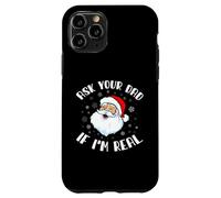 Divertente maglietta natalizia con Babbo Natale, chiedi al tuo papà se sono un vero Babbo Natale Custodia per iPhone 11 Pro