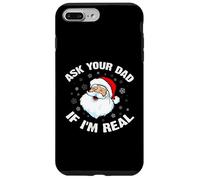 Divertente maglietta natalizia con Babbo Natale, chiedi al tuo papà se sono un vero Babbo Natale Custodia per iPhone 7 Plus/8 Plus