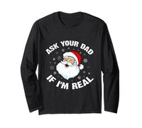 Divertente Maglietta Natalizia con Babbo Natale, Chiedi al Tuo papà se Sono Un Vero Babbo Natale Maglia a Manica