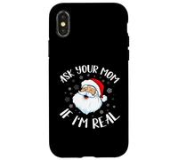 Divertente maglietta natalizia con Babbo Natale, chiedi alla tua mamma se sono un vero Babbo Natale Custodia per iPhone X/XS