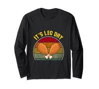 Divertente Maglietta retrò con Gamba del Tacchino It's Leg Day Thanksgiving Maglia a Manica
