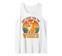 Divertente Maglietta retrò Corgi Just Here for The Vibes Dog Lover Canotta