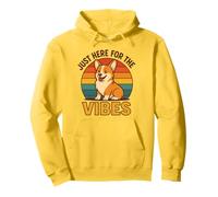 Divertente Maglietta retrò Corgi Just Here for The Vibes Dog Lover Felpa con Cappuccio