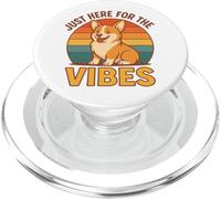 Divertente maglietta retrò Corgi Just Here For The Vibes Dog Lover PopSockets PopGrip per MagSafe