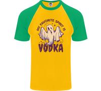 Divertente Maglietta S/S Da Baseball Ghost Spirit Vodka Per Uomo Di Halloween