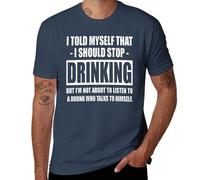 Divertente maglietta umoristica da uomo con scritta "I Told Myself I Should Stop Drinking Party, maglietta casual sarcastica grafica, idea regalo per bar, Stile blu navy, 5XL