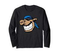 Divertente Maiale Faccia Fumetto Sorridente Maiale Fattoria Animale Illustrazione Maglia a Manica