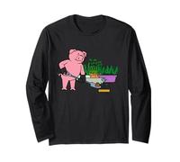 Divertente Maiale Urbano Giardinaggio Cartone Animato Design Maglia a Manica