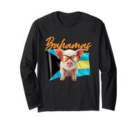 Divertente Maialino Che nuota alle Bahamas Vacanze estive Souvenir in Spiaggia Maglia a Manica