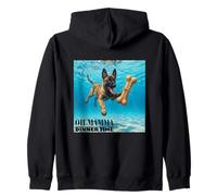 Divertente Malinois Belga Nuoto Sott'Acqua Felpa con Cappuccio