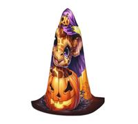 Divertente mantello con cappuccio a forma di giraffa con zucca di Halloween per adulti e adolescenti, mantello con cappuccio di Halloween, tunica da mago con mantello da paura