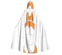 Divertente mantello con cappuccio per Halloween, con stampa di Corgi, marrone, per feste, carnevale, mostre di fumetti, feste in maschera, unisex, per adulti