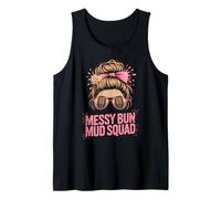 Divertente Mascara Messy Bun Mud Squad Run Mudder Trail Running Canotta