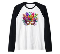 Divertente Maschera Colorata per martedì Grasso Maglia con Maniche Raglan