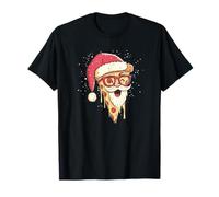 Divertente Maschera con Gli Occhiali da Pizza Babbo Natale Maglietta