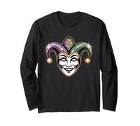 Divertente Maschera da giullare Mardi Gras Carnevale New Orleans Maglia a Manica