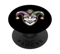 Divertente maschera da giullare Mardi Gras Carnevale New Orleans PopSockets PopGrip Adesivo
