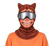 Divertente maschera per sci e moto, con stampa di animali, antivento | Protezione per il viso da sci con orecchie per uomo e donna, per sciatori, snowboard, ciclisti, attività all'aperto, ciclismo