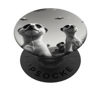 Divertente Meerkat posa per un selfie mentre gli UFO volano strano PopSockets PopGrip Adesivo