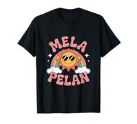 Divertente Mela Pelan Retro Groovy Rainbow Sunshine Maglietta