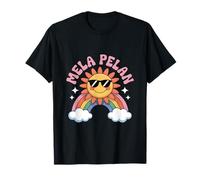 Divertente Mela Pelan Retro Groovy Rainbow Sunshine Maglietta