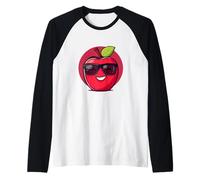 Divertente Mela Rossa con Occhiali da Sole per Gli Amanti della Frutta Maglia con Maniche Raglan