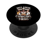 Divertente Melanina Cowgirl Dire Nero Western Swag Donne Uomini PopSockets PopGrip Adesivo