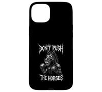 Divertente metallo da boxe con scritta "Don't Push The Horses Custodia per iPhone 15 Plus