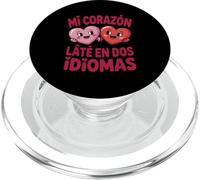 Divertente Mi Corazon Late En Dos Idiomas Cuori bilingue PopSockets PopGrip per MagSafe