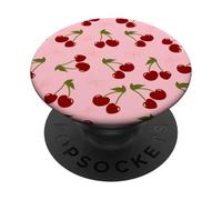 Divertente modello Coquette con cuori di ciliegia e fiocco rosa per ragazze PopSockets PopGrip Adesivo