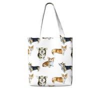 Divertente modello di cane Corgi (1),Borse della spesa riutilizzabili, borse per la spesa, borsa a tracolla in tela di grande capacità