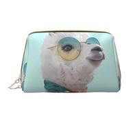 Divertente modello Llama, cerniera in pelle, borsa cosmetica portatile impermeabile per casa, viaggi, per organizzare articoli da toeletta e piccoli oggetti, bianco, taglia unica, bianco, taglia unica