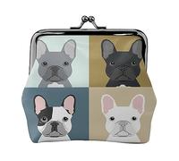 Divertente modello Pug stampato portamonete per le donne borsa portafoglio in pelle PU sacchetto cambio bacio-blocco sacchetto vintage, Bulldog francese., Taglia unica, Vintage