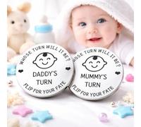 Divertente moneta per la decisione dei nuovi genitori per mamma e papà - Mummy's Turn Daddy's Turn Daddy's Turn Moneta in acciaio inossidabile a doppia faccia 30 mm, regalo di annuncio di gravidanza
