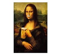 Divertente Monna Lisa Che Beve Dipinti Di Tela Di Birra Famosi Poster E Stampe Arte Da Parete Immagini Modulari Per L'Arredamento Della Casa Del Soggiorno 30X40Cm Senza Telaio
