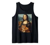 Divertente Monna Lisa Holding Cat Meme Sarcastico Kitty Amante Canotta