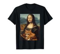 Divertente Monna Lisa Holding Cat Meme Sarcastico Kitty Amante Maglietta