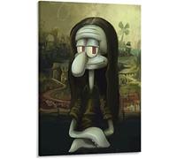 Divertente Monna Lisa Poster Stampa Octopus Divertente parodia Classica Gioconda Decor murale Monna Lisa Stampa su tela Quadro d'arte murale per la decor della stanza Senza cornice,40×60cm