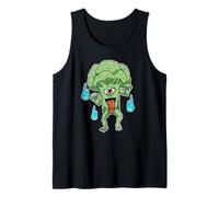 Divertente mostro di broccoli con un occhio e fiamme fantasma blu Canotta