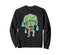 Divertente mostro di broccoli con un occhio e fiamme fantasma blu Felpa