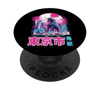 Divertente mostro estetico unicorno arcobaleno Kaiju Vaporwave PopSockets PopGrip Adesivo
