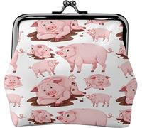 Divertente motivo a maialino rosa con fibbia in pelle portamonete vintage Pouch Kiss Lock Change PurseWallets for Women Girls