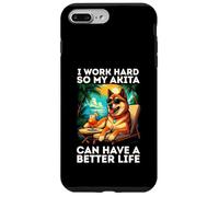 Divertente motivo Akita Dog "I Work Hard" Akita Lover Custodia per iPhone 7 Plus/8 Plus