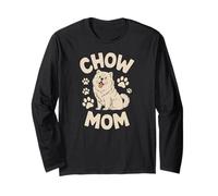 Divertente motivo "Chow Mom", con simpatica stampa di zampe e cane per gli amanti degli animali domestici Maglia a Manica