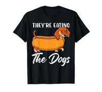 Divertente Motivo con Bassotto Hot Dog Maglietta