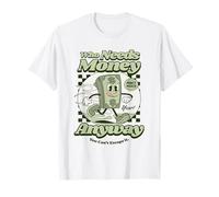 Divertente Motivo con Soldi in Effetto retrò e Scritta Maglietta
